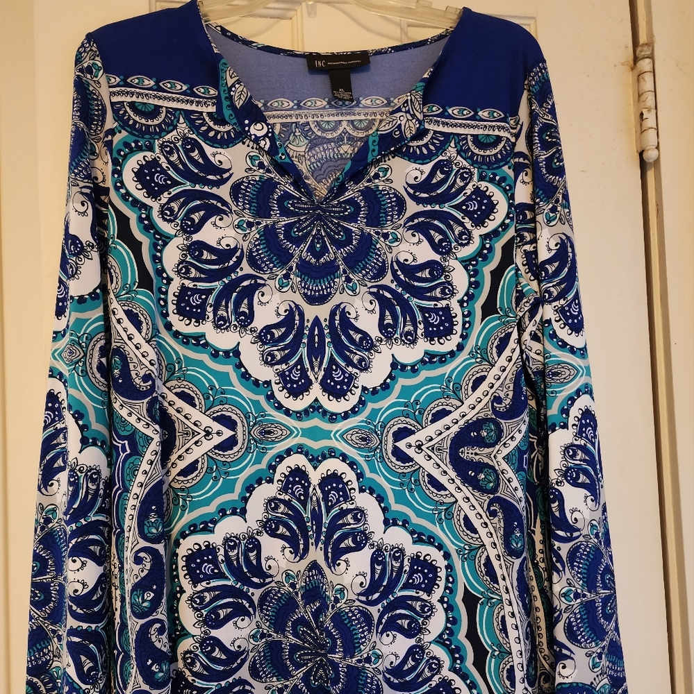 INC XL Purple & Turquoise Blouse